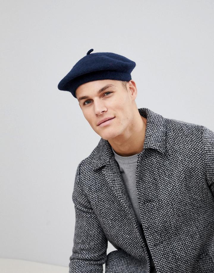 Asos Design Beret In Navy - Navy