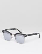 Pala Retro Frame Sunglasses With Silver Flash Lens - Multi
