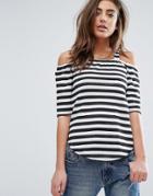 Daisy Street Striped Cold Shoulder Top - Multi