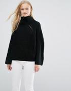 Qed London Chunky Knit High Neck Sweater - Black