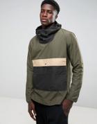 Herschel Voyage Packable Overhead Anorak In Green/black/beige - Green