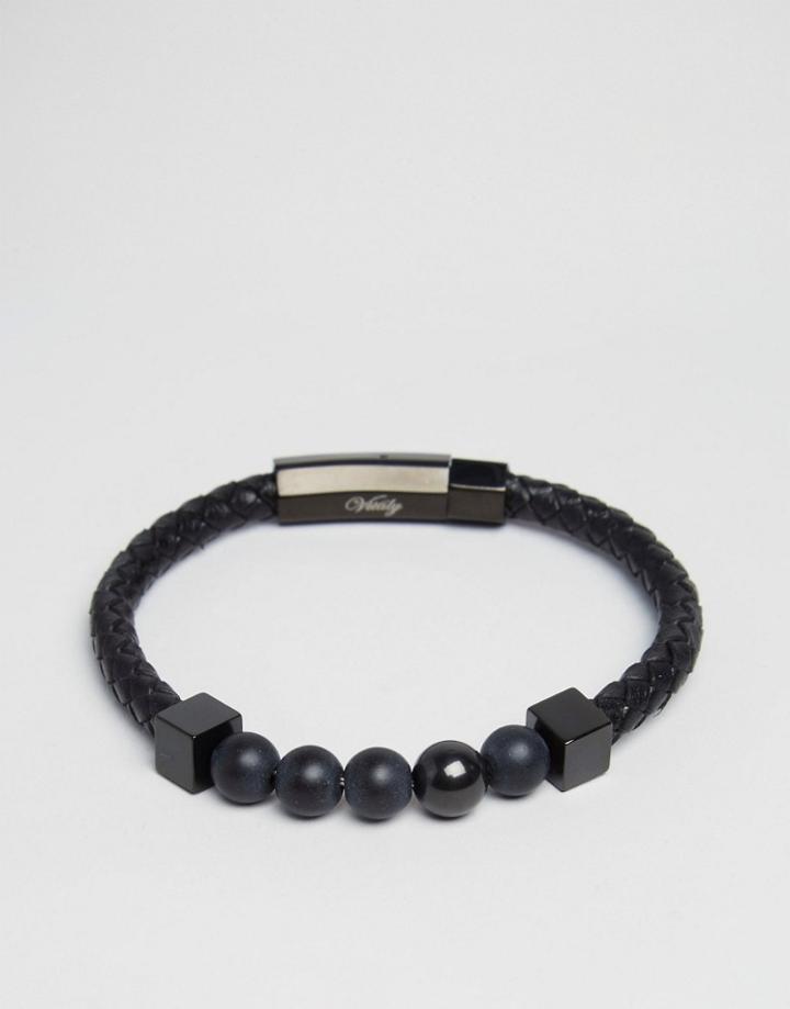 Vitaly Perfen Leather & Bead Bracelet - Black