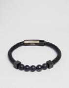 Vitaly Perfen Leather & Bead Bracelet - Black