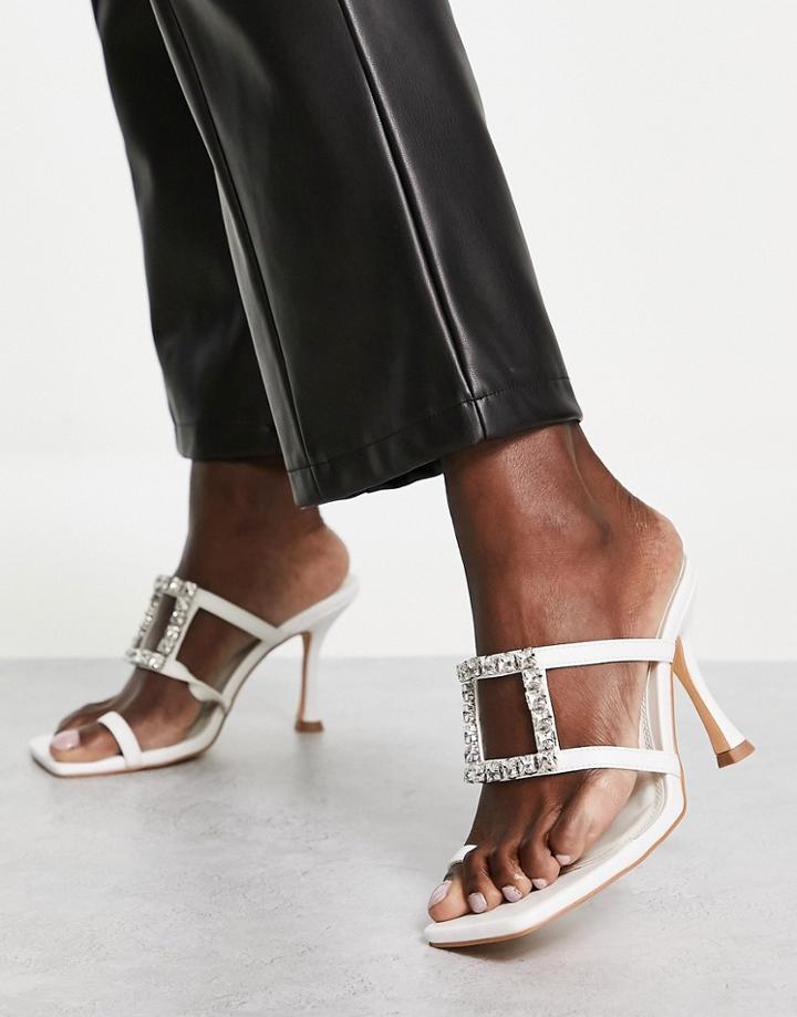 Topshop Razzle Embellished Heeled Sandal In White
