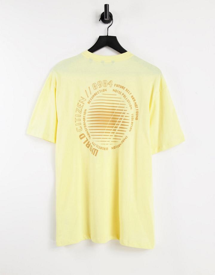 Only & Sons Organic Cotton Oversized T-shirt With Back Print In Yellow