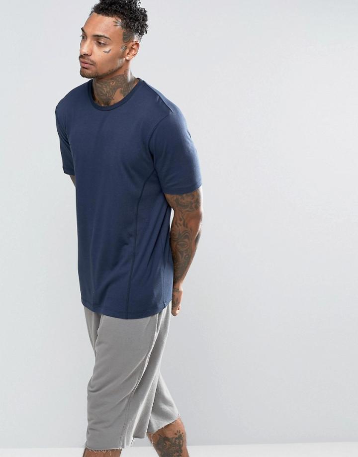 Asos Loungewear Lightweight T-shirt With Panelling In Navy - Navy