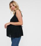 Asos Design Maternity V Neck Smock Cami In Crinkle In Black