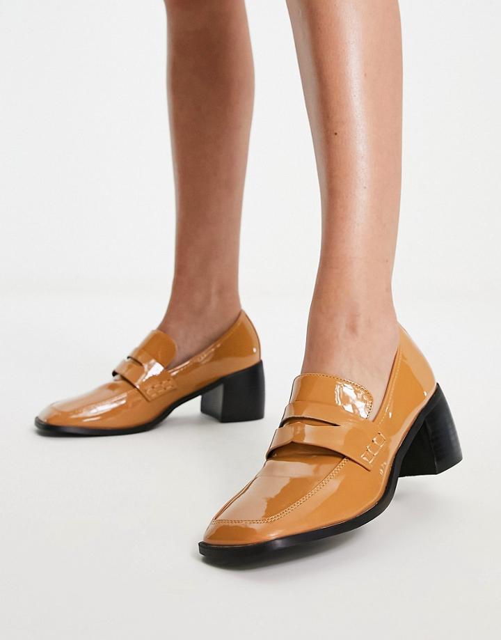 Raid Megna Heeled Loafers In Tan Patent-brown