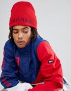 Tommy Jeans 90's Capsule Reversible Beanie In Red/navy - Red