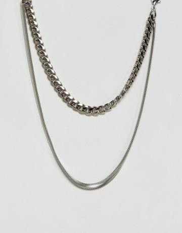 Gogo Philip Double Layered Necklace - Silver