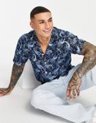 Jack & Jones Originals Oversize Paisley Shirt In Blue-blues