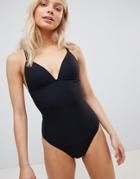 Weekday Padded Swimsuit With Strap Scoop Back - Black