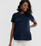 Asos Design Maternity Organic Cotton Crew Neck T-shirt In Navy - Navy