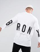 Asos Oversized 3/4 Sleeve T-shirt With Bronx Back Print - White