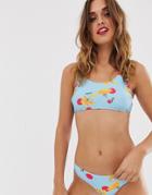 Y.a.s Floral Spot Bikini Top - Blue