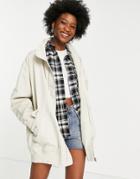 Asos Design Washed Canvas Longline Jacket In Stone-neutral
