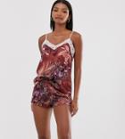 Lindex Exclusive Floral Pyjama Shorts In Fall Rust-brown