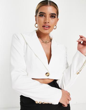 Naanaa Cropped Blazer In White