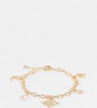 Asos Design Curve Bracelet With Celestial Charms In Gold Tone
