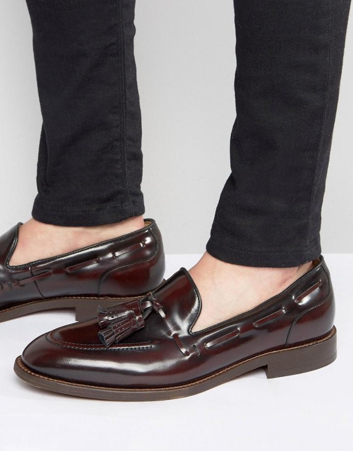 Hudson London Benedict Hi Shine Tassel Loafers - Red