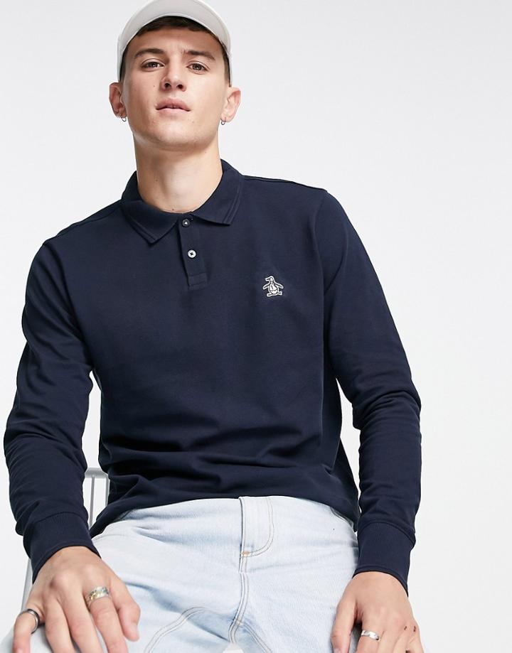Original Penguin Long Sleeve Polo In Navy