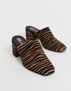 Asos Design Sancho Premium Leather Mules In Zebra - Multi