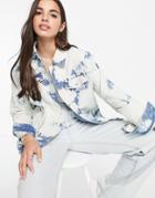 Skylar Rose Oversized Tie Dye Denim Jacket-blues