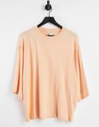 Monki Billa Cotton Oversize T-shirt In Peach-orange
