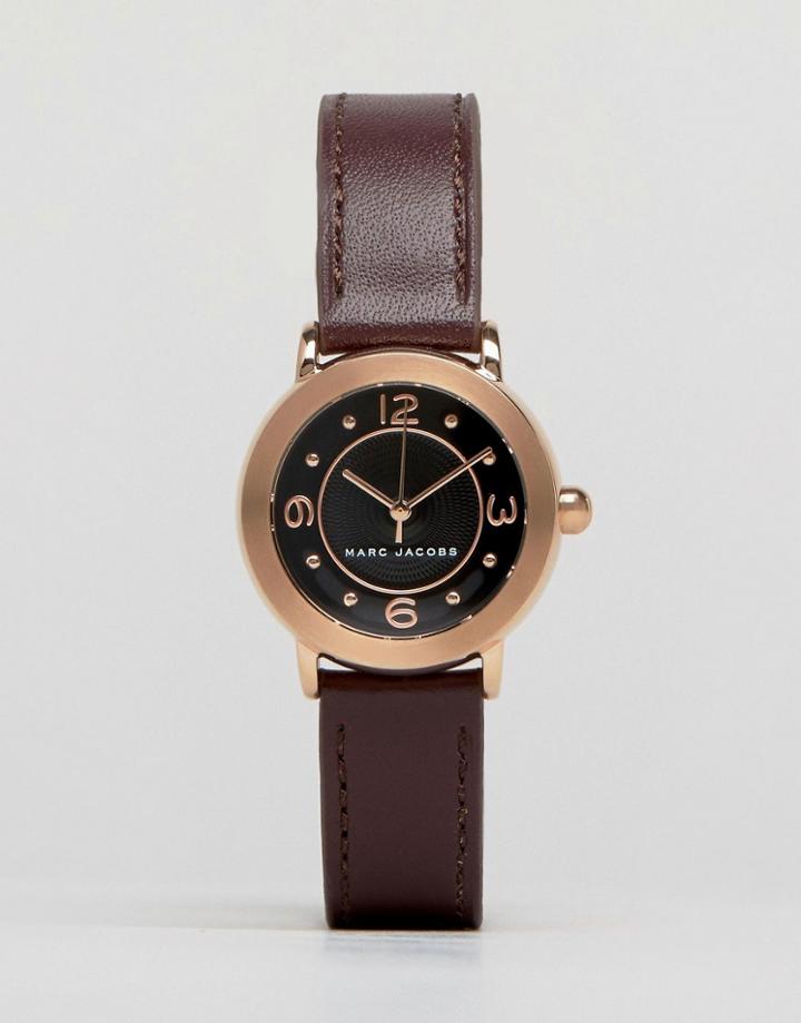Marc Jacobs Dark Cherry Leather Riley Watch Mj1474 - Purple