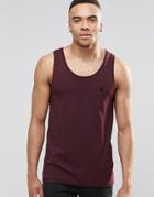 Asos Muscle Vest With Logo In Oxblood - Oxblood