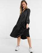 Lola May Tiered Dress With Volume Sleeves In Black