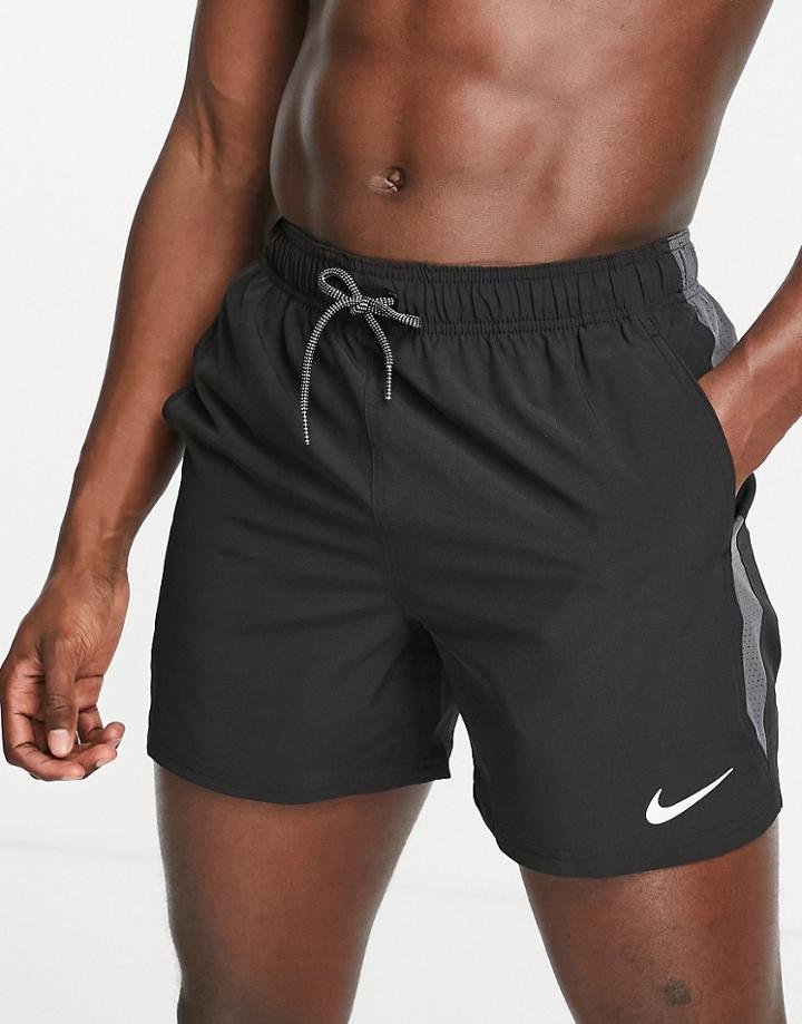 Nike Swimming 5-inch Paneled Volley Shorts In Black