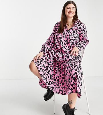 Native Youth Plus Smudge Floral Oversized Maxi Dress In Pink