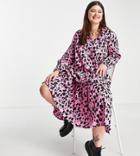 Native Youth Plus Smudge Floral Oversized Maxi Dress In Pink