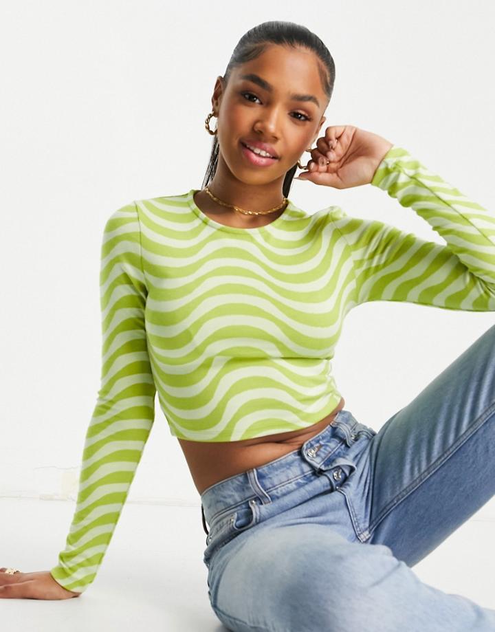 Stradivarius Long Sleeve Top In Retro Swirl Print-multi