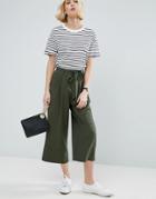 Asos Tailored Culotte With Tie Waist - Green