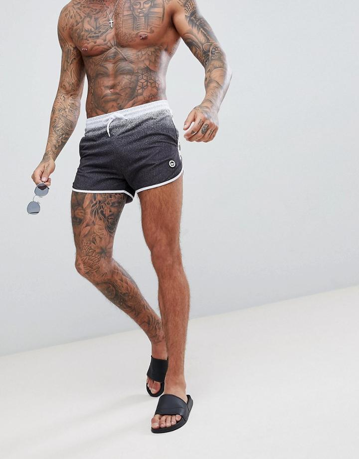 Hype Runner Swim Shorts In Black Speckle Fade - Black
