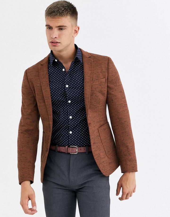 Asos Design Super Skinny Jersey Blazer In Tan