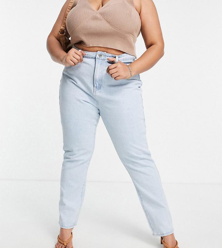 Missguided Plus Wrath High Waist Straight Leg Jean In Blue-blues