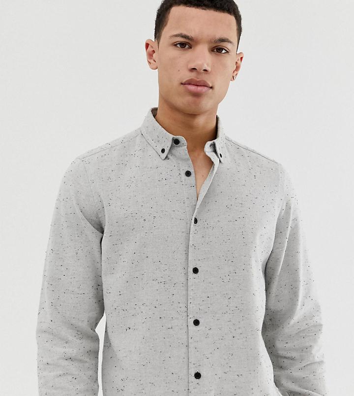Asos Design Tall Regular Fit Nep Shirt In Gray