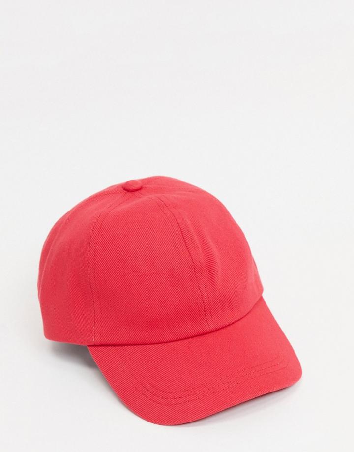 Asos Design Vintage 6 Panel Soft Baseball Cap In Red