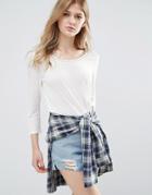 Vila 3/4 Sleeve T-shirt - White