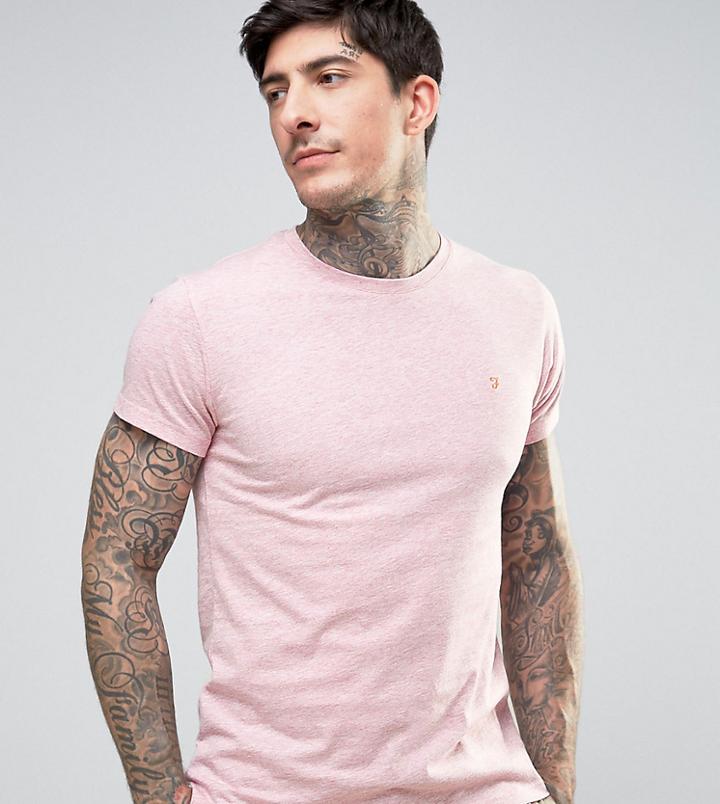 Farah Twisted Yarn Marl T-shirt In Pink - Pink