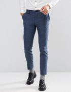Jack & Jones Premium Slim Suit Pants In Herringbone Tweed - Blue