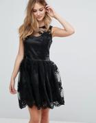 Qed London Lace Prom Dress-black