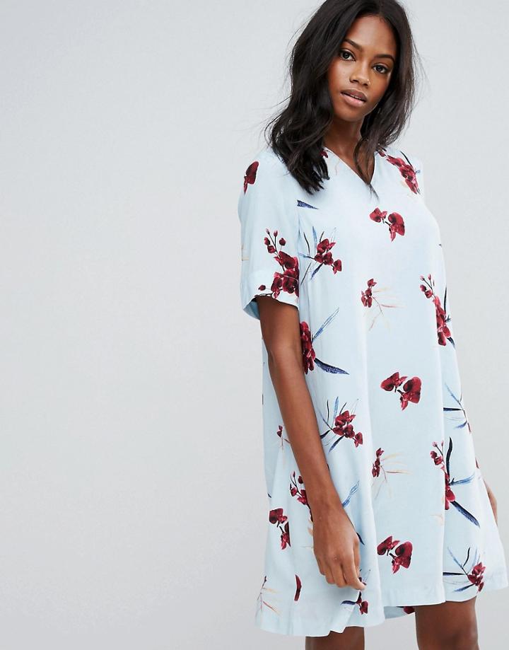 Y.a.s Floral Shift Dress - Blue