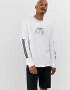 Asos Design Relaxed Long Sleeve T-shirt With Historical Chest And Sleeve Print-white