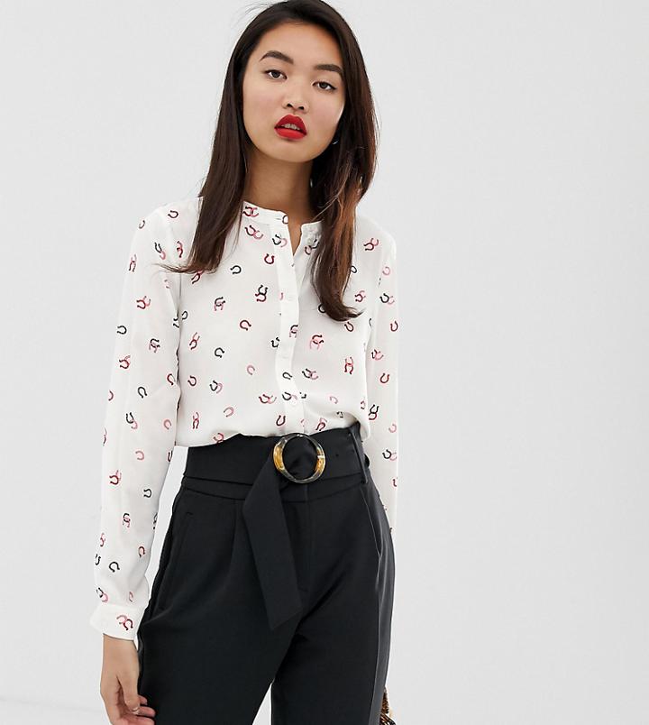 Warehouse Shirt In Horseshoe Print - White