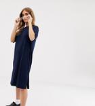 Collusion Petite Slinky Midi T-shirt Dress - Navy