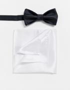 Devils Advocate Wedding Plain Satin Bow Tie And Pocket Square-black
